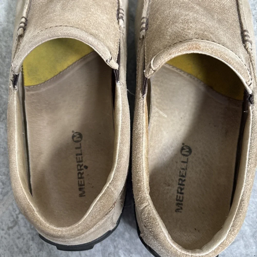 Merrell Rally Moc Loafers Moccasins Slip Shoes Mens 9.5 Leather Upper Vented